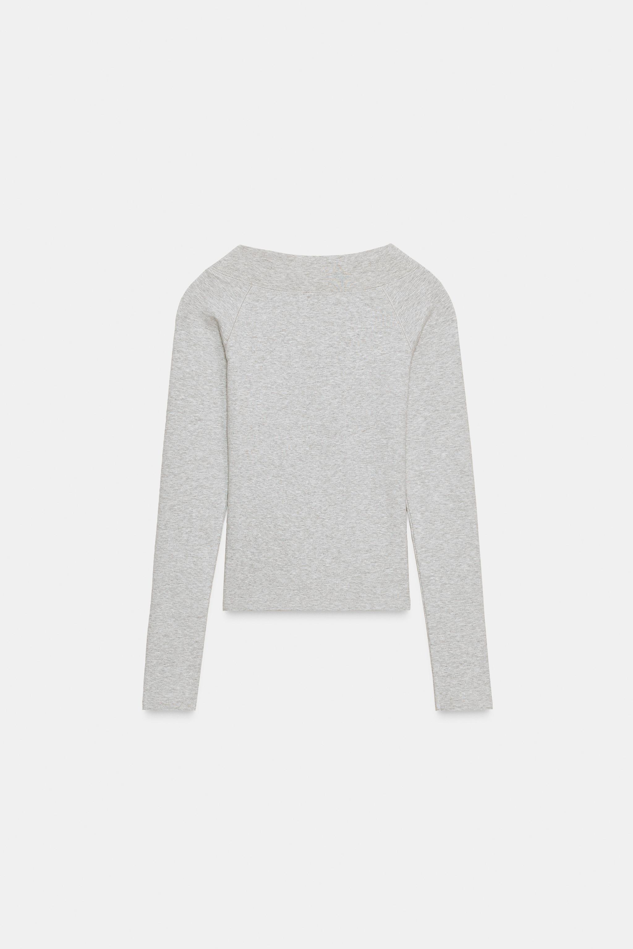 RIBBED BOAT NECK T-SHIRT